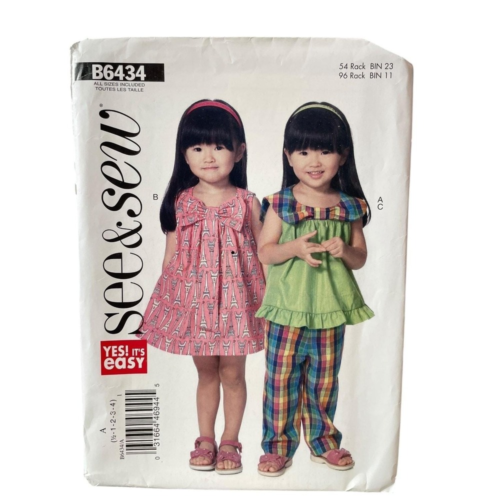 Butterick B6434 Toddler Top Dress Pants Sewing‎ Pattern Size 1-4